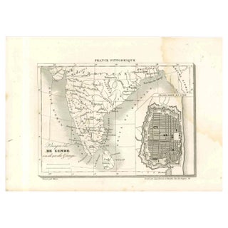 Original Lithographic Map of India, 19th Century For Sale