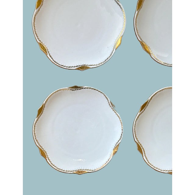 1930s Antique German r.s. Porcelain Gold Trimmed Plates- Set of 4 For Sale - Image 5 of 8