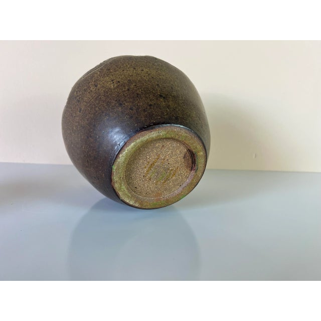 Mid-Century Speckled Glaze Studio Pottery Jar With Lid/ Sold For Sale - Image 10 of 10