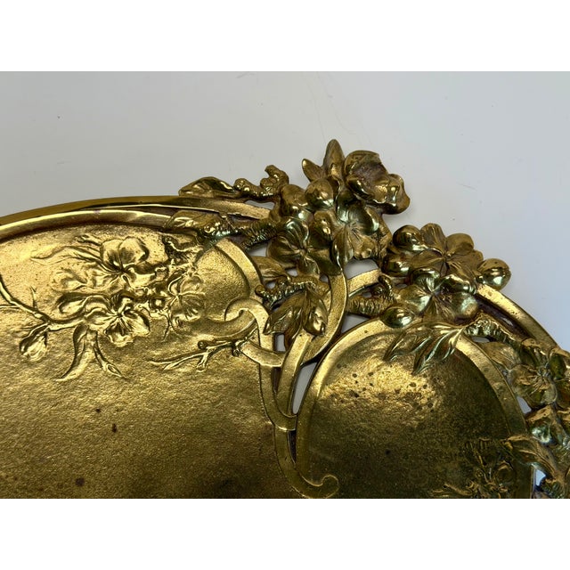 Art Nouveau Antique Art Nouveau Brass or Bronze Trinket Tray - Signed For Sale - Image 3 of 7