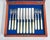 Set of 24 dessert cutlery william hutton, consisting of 12 knives and 12 forks. original wooden case origin england period...