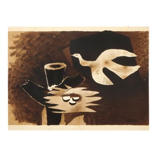 1956 Georges Braque “L’Oiseau Et Son Nid” Color Lithograph From Derrière Le Miroir For Sale