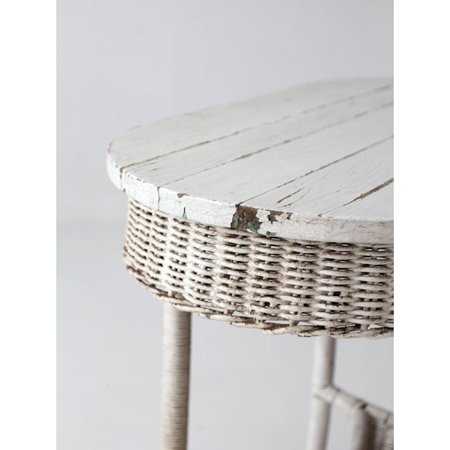 Antique White Wicker Sunroom Table For Sale - Image 12 of 15
