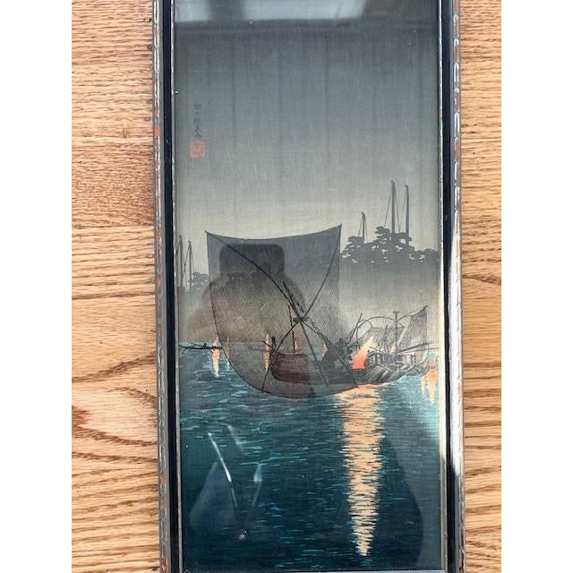 Early 20th Century Hiroshige Night Prints: 14.5x6.5" Trio in Antique Henry Swasey Frames For Sale - Image 9 of 18