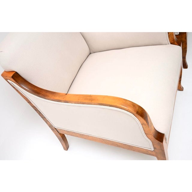Brown Antique Swedish Satin Birch Armchairs, 1900, Set of 2 For Sale - Image 8 of 11