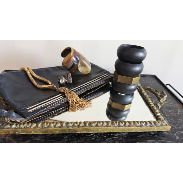 Brass Vintage 1950s Baroque Mirrored Vanity Brass Tray (Denmark) For Sale - Image 8 of 15