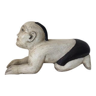 Vintage Asian Carved Wood Buddha Pillow/ Sculpture For Sale
