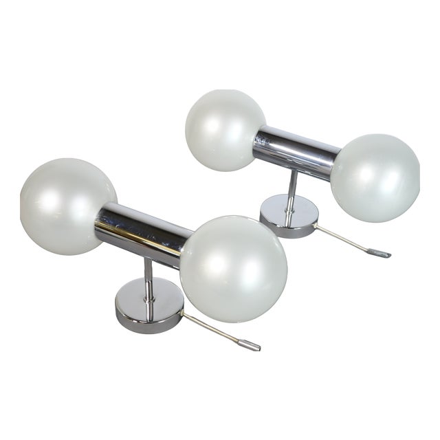 Space Age Chrome Wall Lights by Motoko Ishii for Staff, 1970s, Set of 2 For Sale