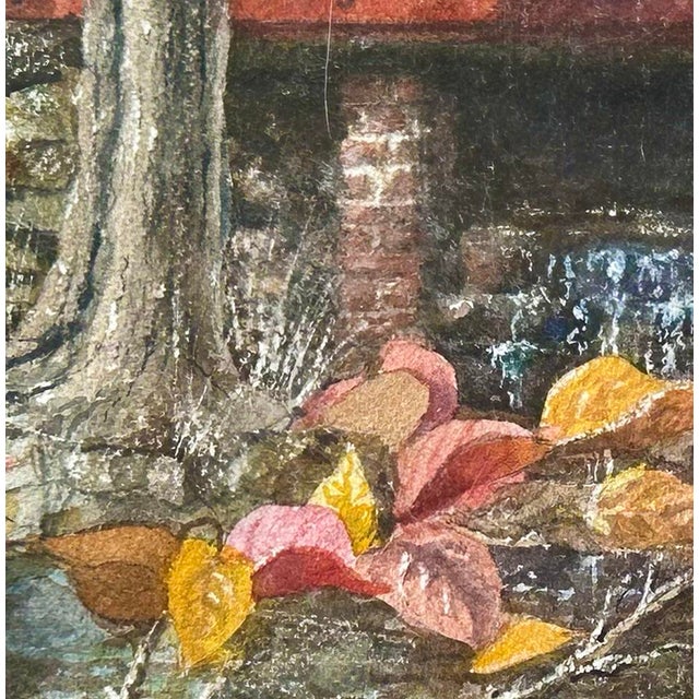 Realism Red Bridge Realism Watercolor Painting For Sale - Image 3 of 3