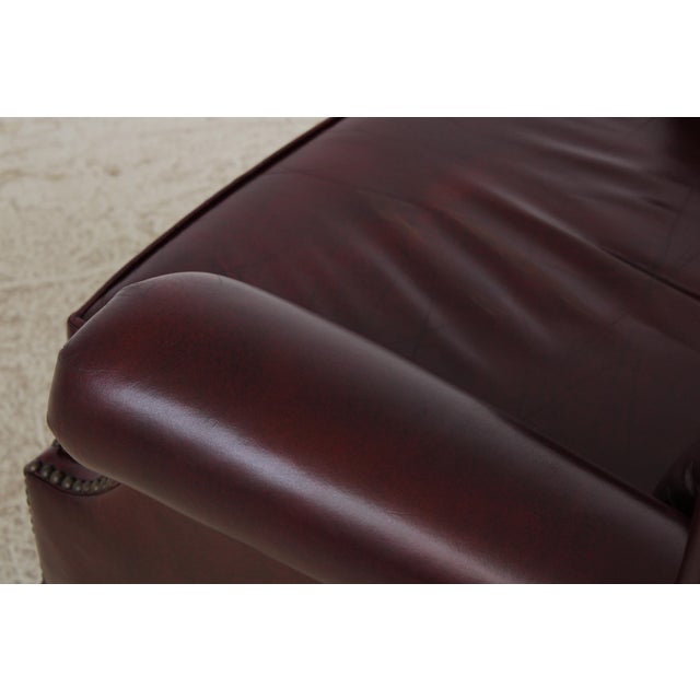 Pennsylvania House Burgundy Leather Wing Chair For Sale - Image 11 of 16