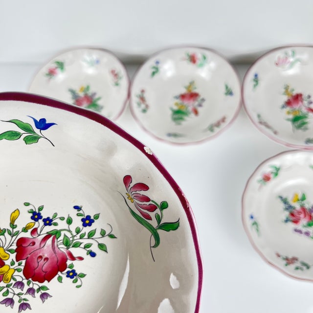 Streetlight Bowls with Tulip and Rose Pattern from KG Lunéville, 1980s, Set of 6 For Sale - Image 6 of 10