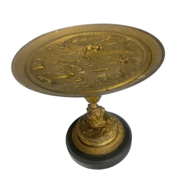 Metal French Ormolu Classical Tazzas on Marble Bases, 1880, Set of 2 For Sale - Image 7 of 7