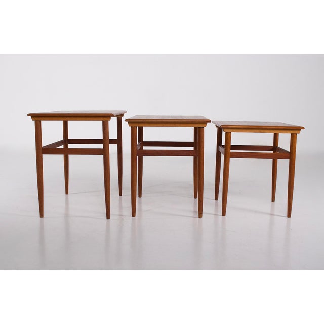 Mid-Century Modern Scandinavian Nesting Tables in Teak, 1960s, Set of 3 For Sale - Image 3 of 7