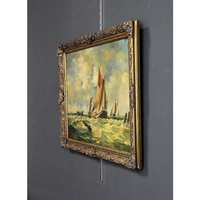 Albert Hess, Sailboats on a Rough Sea, 1950s, Canvas For Sale - Image 5 of 18
