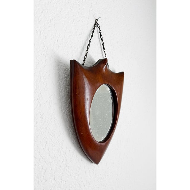 Mid-Century Modern 1930s Italian Deco Style Shield Wall Mirror For Sale - Image 3 of 11