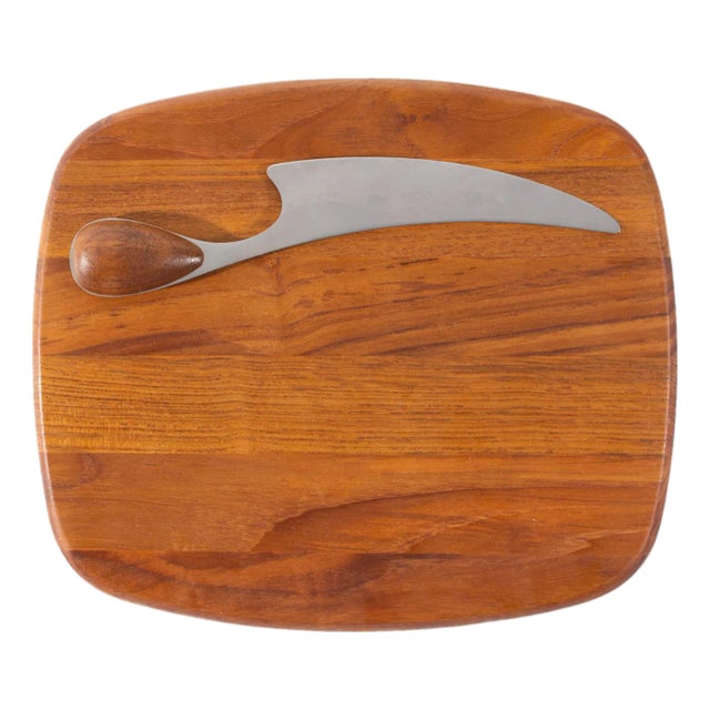 Jens Quistgaard Dansk Cheese Board and Knife For Sale