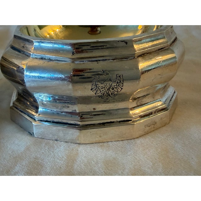 Early 19th Century Pair of Heavy Antique Moritz Elimeyer Dresden Silver Salt & Pepper Trenchers/Cellars For Sale - Image 4 of 7