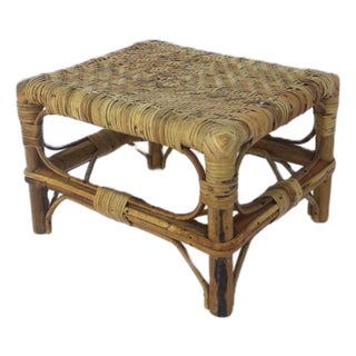 Wicker Rattan Footstool For Sale