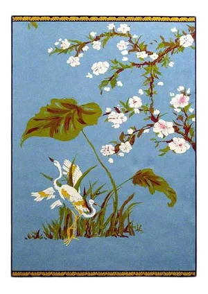 1980s "Springtime" Chinoiserie Style Serigraph by Marcia Mancheski