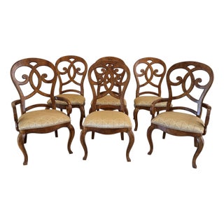 Thomasville Rivage Carved Wood Dining Chairs, Set of 6 For Sale