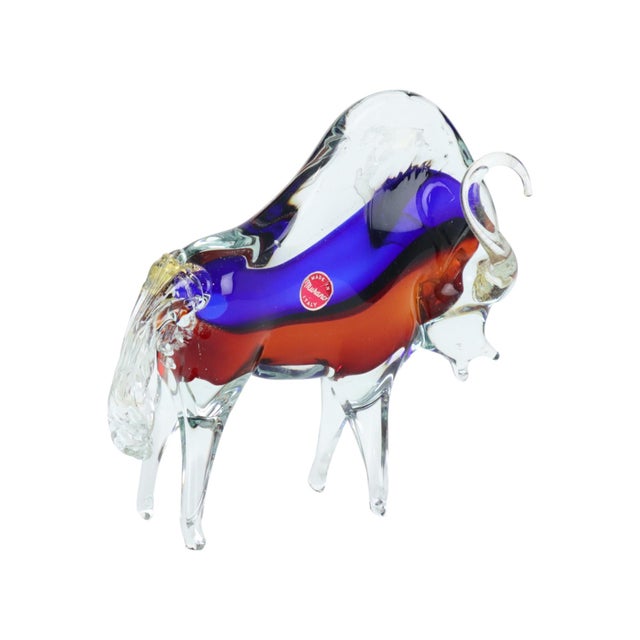 Glass Mid-Century Murano Glass Bull Sculpture For Sale - Image 7 of 11