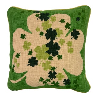 Vintage Shamrock Throw Pillow For Sale