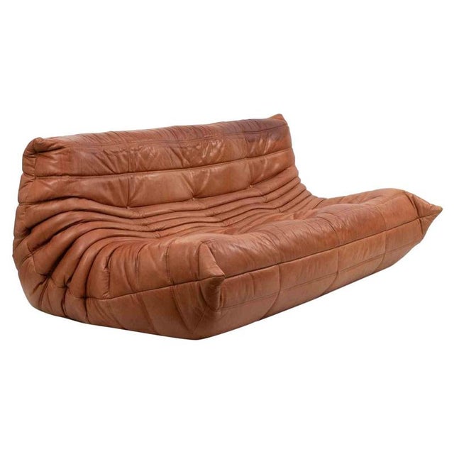 Vintage Leather Togo Sofa by Michel Ducaroy for Ligne Roset, Italy, 1970s For Sale - Image 9 of 9