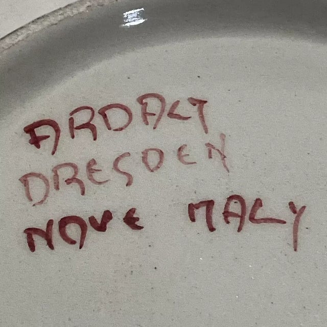 1920's Antique Italian "Ardalt" Dresden Rococo Baroque Style Applied Flower W/ Cherub Display Plates a - Pair For Sale - Image 12 of 12