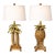 Late 20th Century Petite Tropical Palm Tree & Pineapple Table Lamps With Linen Drum Shades – Hollywood Regency Coastal Style, 16” H - a Pair For Sale