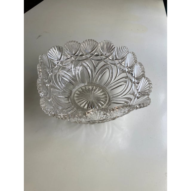 Vintage Cut Glass Shell Edge Square Bowl For Sale In New York - Image 6 of 6