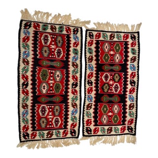 Vintage Dhurrie Style Table Runner - a Pair For Sale