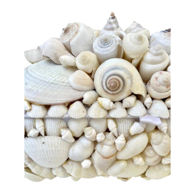 Late 20th Century Vintage White Seashell Covered Box Sailor’s Valentine For Sale - Image 5 of 15