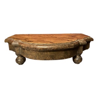 Antique Italian Giltwood Display Base with Faux Siena Marble Top, 1800s For Sale