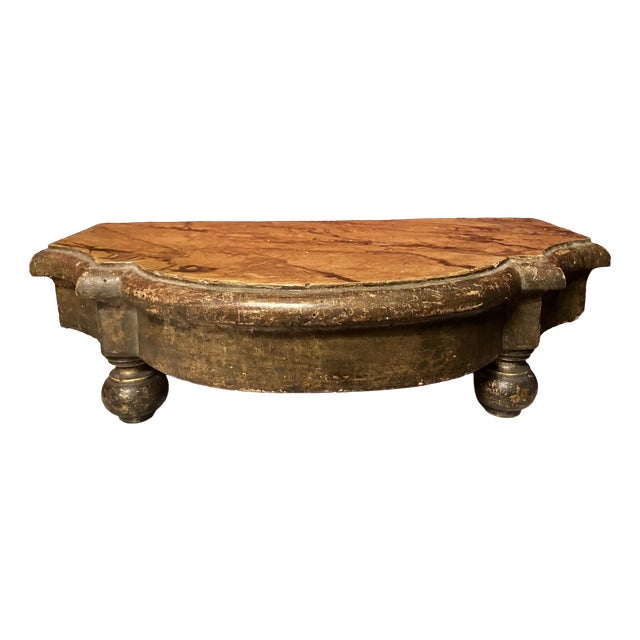 Antique Italian Giltwood Display Base with Faux Siena Marble Top, 1800s For Sale