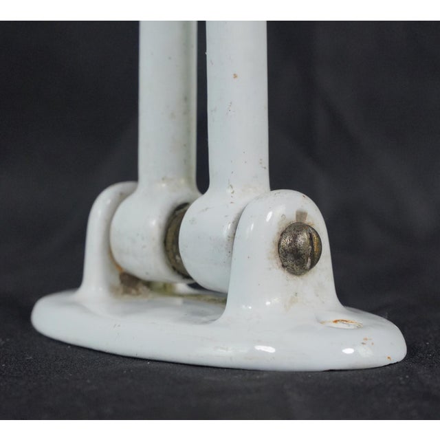 Metal European Mid Century Enamel Double Arm Towel Rack For Sale - Image 7 of 8