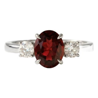 Garnet Engagement Silver Ring, Bridal Promise Ring for Woman Us 7 For Sale