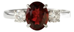 Garnet Engagement Silver Ring, Bridal Promise Ring for Woman Us 7