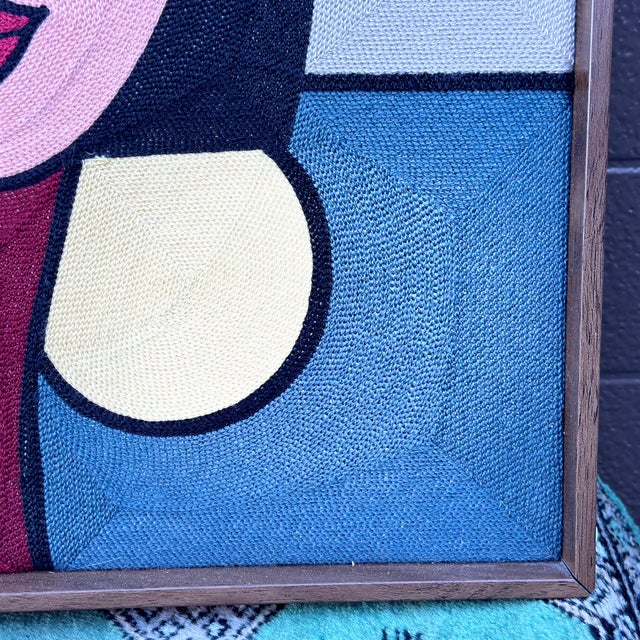 Laurent Folco “Ori Tahiti” Faces Cubist Framed Crewel Work After Picasso For Sale - Image 10 of 12