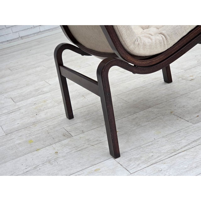 Vintage Scandinavian Chair in Furniture Wool and Dark Beech Wood, 1970s For Sale - Image 11 of 18