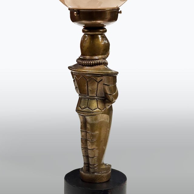 Brass Knight Table Lamp, 1920s For Sale - Image 4 of 11
