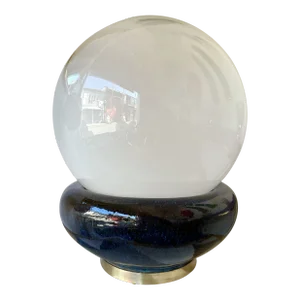 Large Contemporary Brass Murano Glass and Ceramic Lamp. Italy