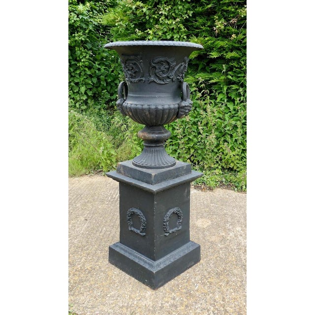 Large Cast Iron Urn, 1920 For Sale - Image 9 of 12