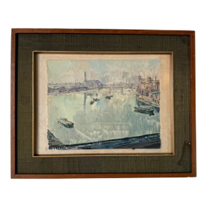 Arthur Clifton Goodwin " Boston Harbor " Painting, Framed.