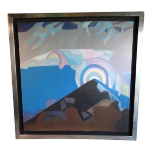 Mid 20th Century Anya Fisher Abstract Landscape "The Mountain" Oil Painting on Canvas