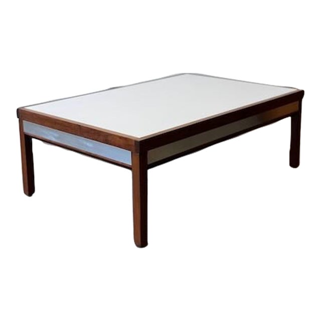1970's Walnut, Laminate & Chrome Coffee Table For Sale