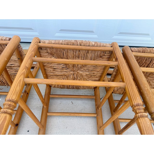 Mid 20th Century Set of 6 Ladder Back Shaker Farm House Chairs With Rush Seats For Sale - Image 15 of 17