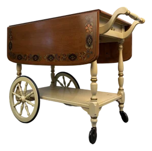 Vintage Ethan Allen Stenciled Drop Leaf Tea Cart