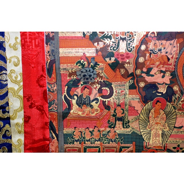 Red Tibetan Thangka Hand Painted Amitabha For Sale - Image 8 of 13