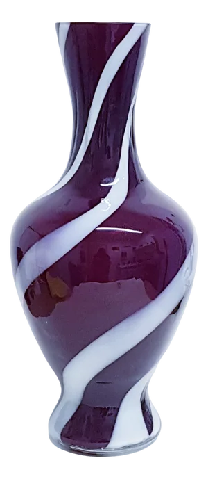 Large Striped Encased Glass Vase, 1960s