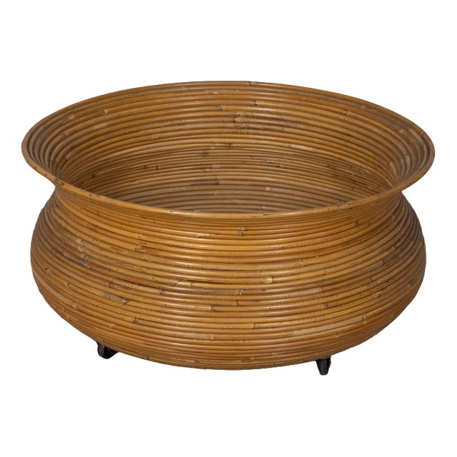 Vintage Italian Bamboo Planter, 1960s For Sale